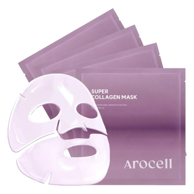 Гидрогелевая Маска с Коллагеном и Пептидами для Лифтинга и Увлажнения Arocell Super Collagen Mask 4 шт Х 43 г