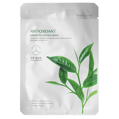 Тканевая Маска для Лица с Экстрактом Зеленого Чая BeauuGreen Antioxidant Green Tea Essence Mask 23 г