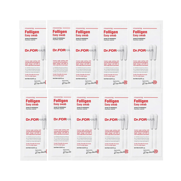 Очищувальні Палички для Шкіри Голови Dr. FORHAIR Folligen Easy Swab 10 шт Х 6 мл