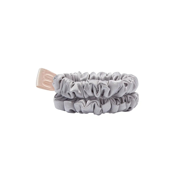 Набір із 2 Тонких Міні Резинок для Волосся Перлинно-Сірий MON MOU® SILK SLIM SCRUNCHIE Pearl Gray