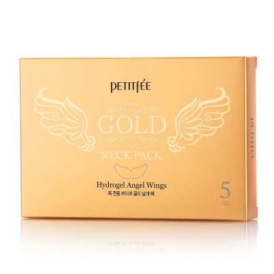 Гидрогелевая Маска для Шеи с Плацентой PETITFEE Hydrogel Angel Wings Gold Neck Pack 10g - 5 шт